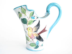 edgebrookhouse - Vintage Italian Pottery Pitcher with Bird and Floral Design