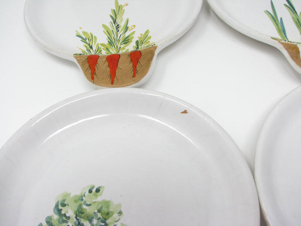 edgebrookhouse - Vintage Italian Pottery Salad Plates Featuring Growing Garden Herbs and Vegetables - 4 Pieces