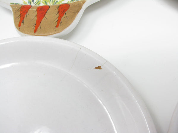 edgebrookhouse - Vintage Italian Pottery Salad Plates Featuring Growing Garden Herbs and Vegetables - 4 Pieces