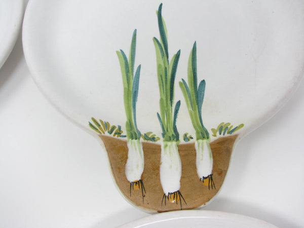 edgebrookhouse - Vintage Italian Pottery Salad Plates Featuring Growing Garden Herbs and Vegetables - 4 Pieces