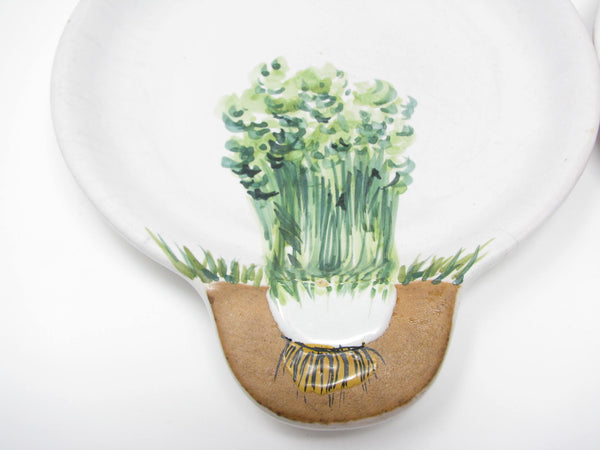 edgebrookhouse - Vintage Italian Pottery Salad Plates Featuring Growing Garden Herbs and Vegetables - 4 Pieces