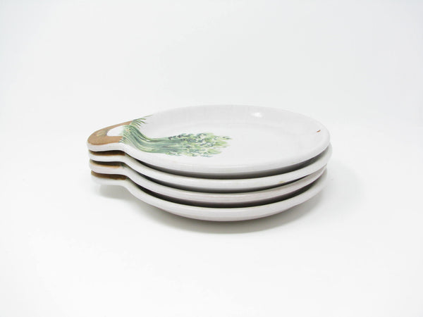 edgebrookhouse - Vintage Italian Pottery Salad Plates Featuring Growing Garden Herbs and Vegetables - 4 Pieces