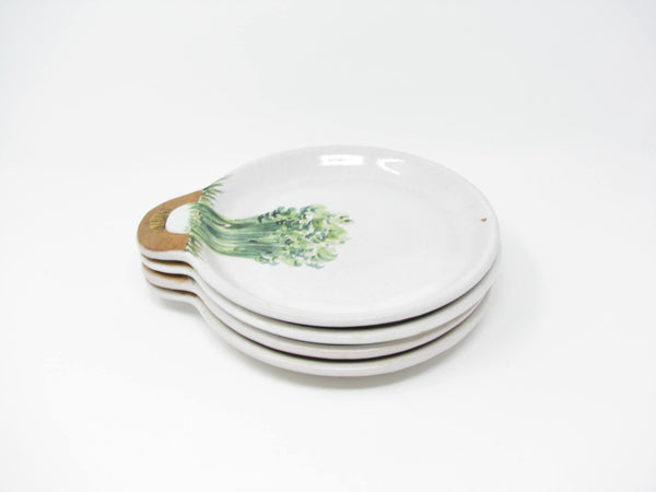 edgebrookhouse - Vintage Italian Pottery Salad Plates Featuring Growing Garden Herbs and Vegetables - 4 Pieces