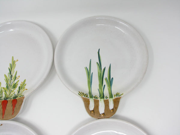 edgebrookhouse - Vintage Italian Pottery Salad Plates Featuring Growing Garden Herbs and Vegetables - 4 Pieces