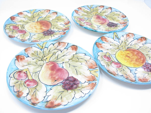 edgebrookhouse - Vintage Italian Pottery Salad Plates with Hand-Painted Fruit Designs - 4 Pieces