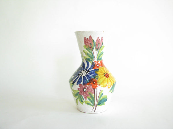 edgebrookhouse - Vintage Italian Pottery Vase with Hand Painted Floral Design