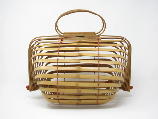 edgebrookhouse - Vintage Japan Bamboo Folding Purse Handbag or Basket