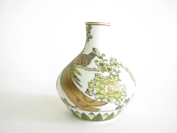 edgebrookhouse - Vintage Japanese Gold Imari Small Vase with Pheasants in Gold and Green