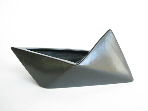 edgebrookhouse - Vintage Japanese Origami Shaped Matte Black Pottery Planter