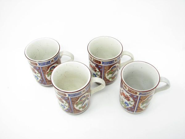 edgebrookhouse - Vintage Japanese Stoneware Mugs with Imari Design - 4 Pieces