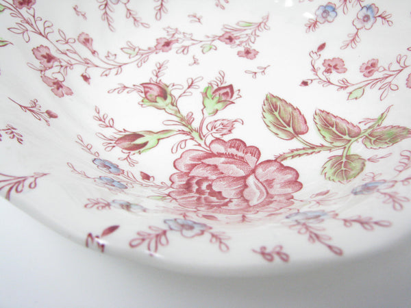edgebrookhouse - Vintage Johnson Brother Rose Chintz Pink Coupe Soup Bowls - Set of 2
