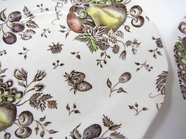 edgebrookhouse - Vintage Johnson Brothers Autumn's Delight Scalloped Bread or Dessert Plates with Fruit - 7 Pieces