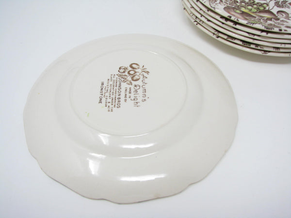 edgebrookhouse - Vintage Johnson Brothers Autumn's Delight Scalloped Bread or Dessert Plates with Fruit - 7 Pieces