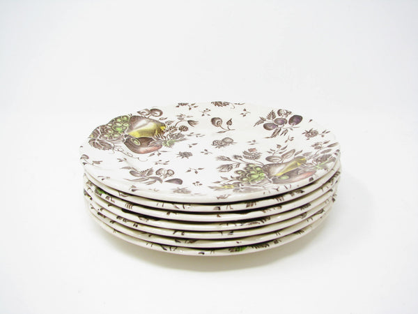 edgebrookhouse - Vintage Johnson Brothers Autumn's Delight Scalloped Bread or Dessert Plates with Fruit - 7 Pieces