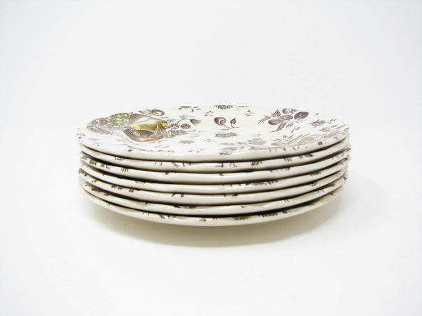 edgebrookhouse - Vintage Johnson Brothers Autumn's Delight Scalloped Bread or Dessert Plates with Fruit - 7 Pieces