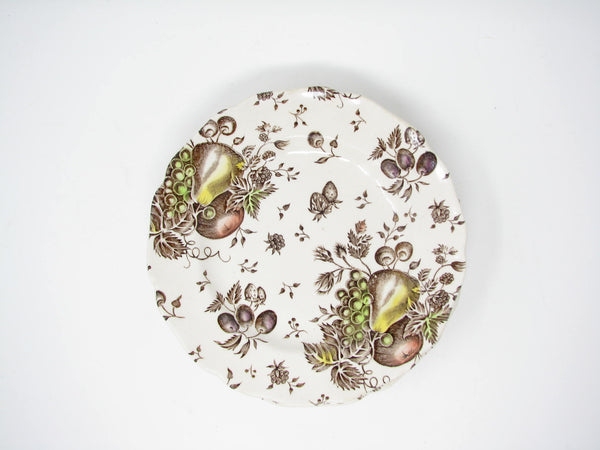 edgebrookhouse - Vintage Johnson Brothers Autumn's Delight Scalloped Bread or Dessert Plates with Fruit - 7 Pieces