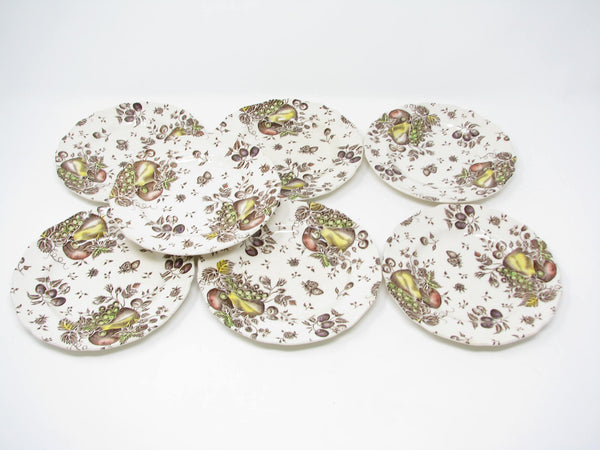 edgebrookhouse - Vintage Johnson Brothers Autumn's Delight Scalloped Bread or Dessert Plates with Fruit - 7 Pieces
