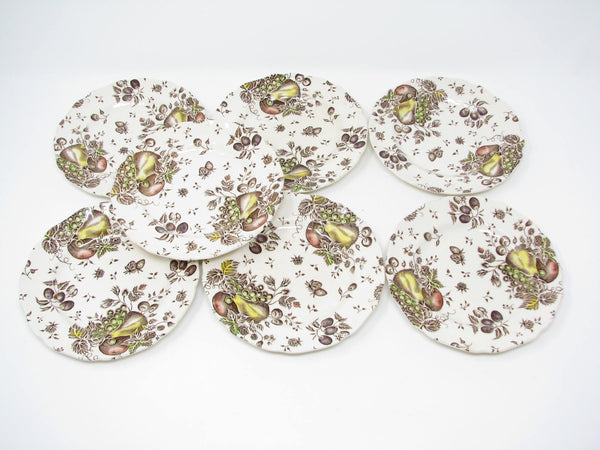 edgebrookhouse - Vintage Johnson Brothers Autumn's Delight Scalloped Bread or Dessert Plates with Fruit - 7 Pieces