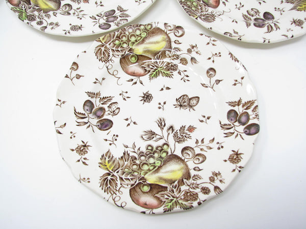 edgebrookhouse - Vintage Johnson Brothers Autumn's Delight Scalloped Bread or Dessert Plates with Fruit - 7 Pieces