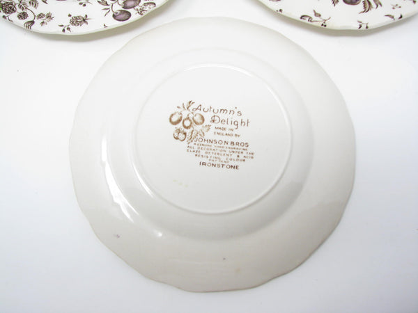 edgebrookhouse - Vintage Johnson Brothers Autumn's Delight Scalloped Bread or Dessert Plates with Fruit - 7 Pieces