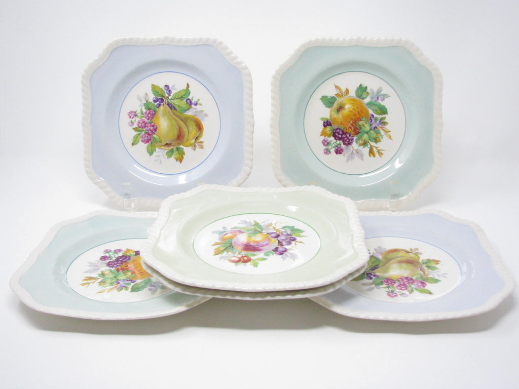 Vintage Johnson Brothers California Square Salad Plates with Fruit 