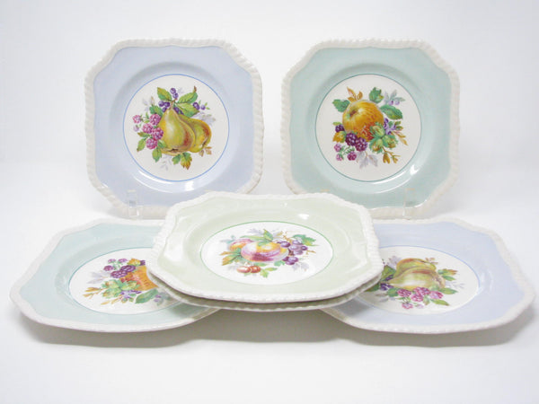 edgebrookhouse - Vintage Johnson Brothers California Square Salad Plates with Fruit Designs - Set of 6