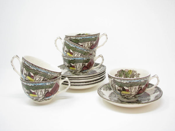 edgebrookhouse - Vintage Johnson Brothers Friendly Village Cups & Saucers England - 12 Pieces - 2 Available