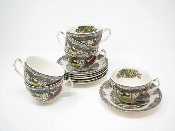 edgebrookhouse - Vintage Johnson Brothers Friendly Village Cups & Saucers England - 12 Pieces - 2 Available
