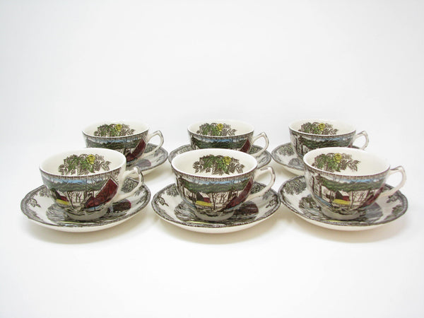 edgebrookhouse - Vintage Johnson Brothers Friendly Village Cups & Saucers England - 12 Pieces - 2 Available