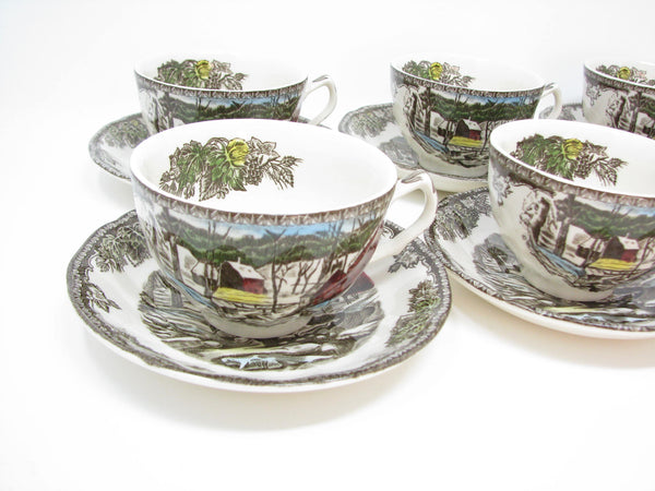 edgebrookhouse - Vintage Johnson Brothers Friendly Village Cups & Saucers England - 12 Pieces - 2 Available