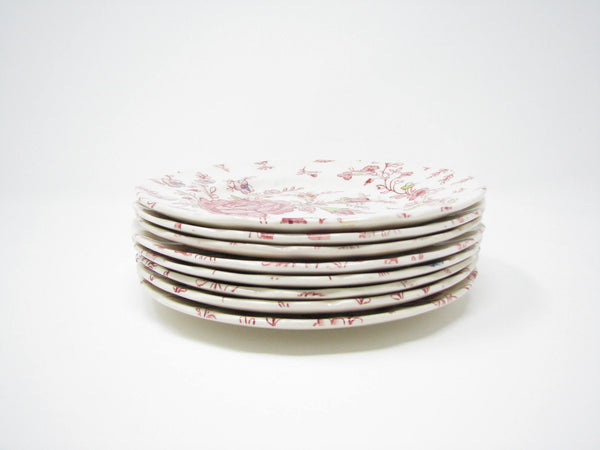 edgebrookhouse - Vintage Johnson Brothers Rose Chintz Pink Bread Plates - Set of 8