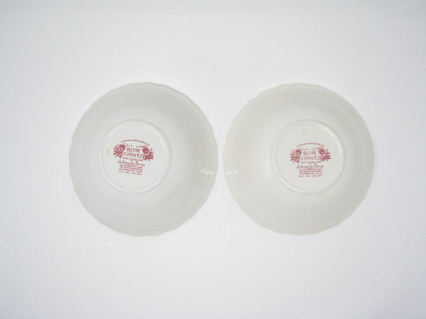 edgebrookhouse - Vintage Johnson Brothers Rose Chintz Pink Round Serving Bowls - Set of 2