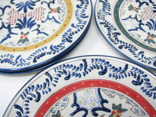 edgebrookhouse - Vintage Katahya Turkish Style Hand-Painted Expressions Ceramic Plates Mix Match - 4 Pieces