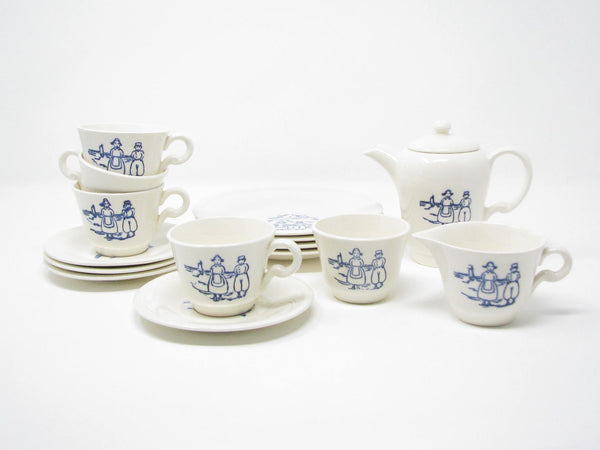 edgebrookhouse - Vintage Knowles Dutch Theme Ceramic Miniature Tea Set - 15 Pieces