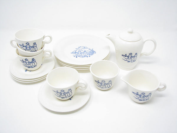 edgebrookhouse - Vintage Knowles Dutch Theme Ceramic Miniature Tea Set - 15 Pieces