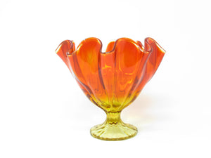 edgebrookhouse - Vintage L.E. Smith Simplicity Amberina Orange Yellow Ruffle Edge Compote or Vase