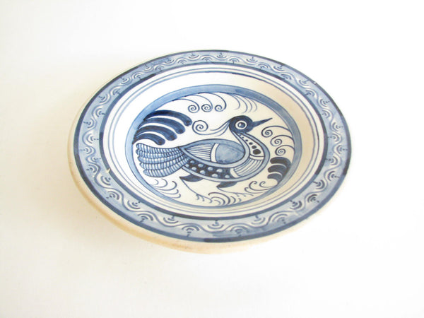 edgebrookhouse - Vintage La Menora Talavera Spain Pottery Bowl with Polychrome Bird Design