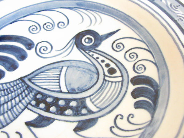 edgebrookhouse - Vintage La Menora Talavera Spain Pottery Bowl with Polychrome Bird Design