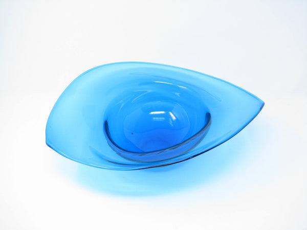 edgebrookhouse - Vintage Large Asymmetrical Blown Turquoise Glass Centerpiece Bowl