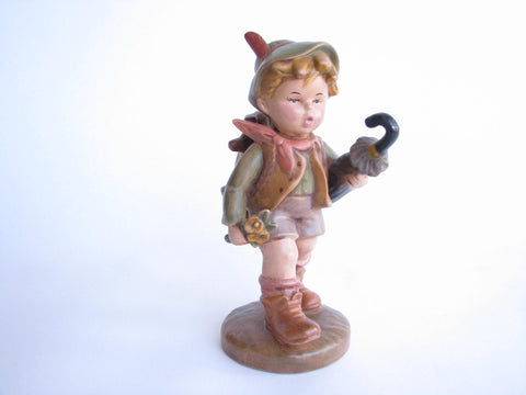 edgebrookhouse - Vintage Large Ceramic Figurine of German Boy with Umbrella in the Style of Goebel Hummel