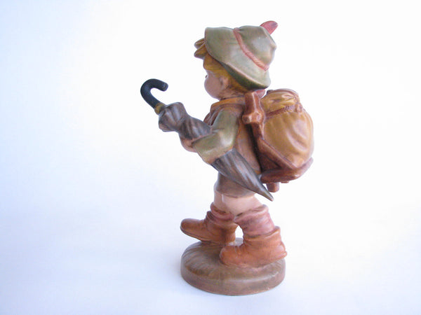 edgebrookhouse - Vintage Large Ceramic Figurine of German Boy with Umbrella in the Style of Goebel Hummel