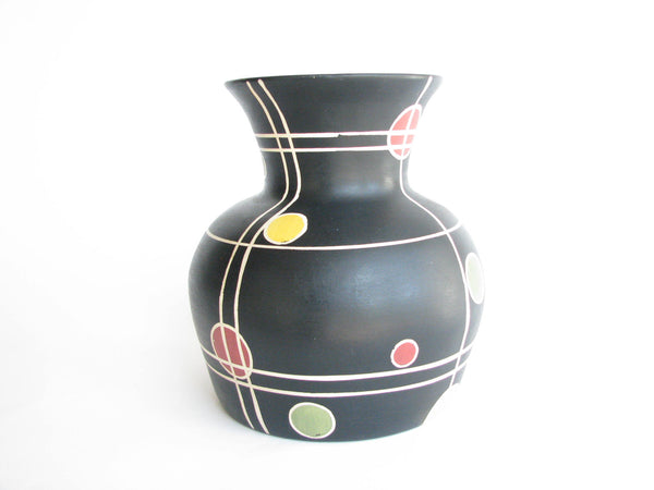 edgebrookhouse - Vintage Large Matte Black De Stijl Style Ceramic Vase