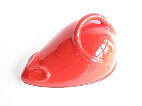 edgebrookhouse - Vintage Large Red Ceramic Mouse Shaped Covered Serving Dish