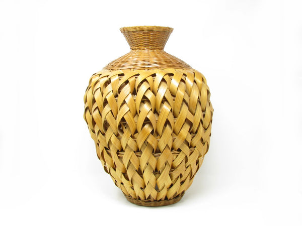 edgebrookhouse - Vintage Large Woven Bamboo & Rattan Vase