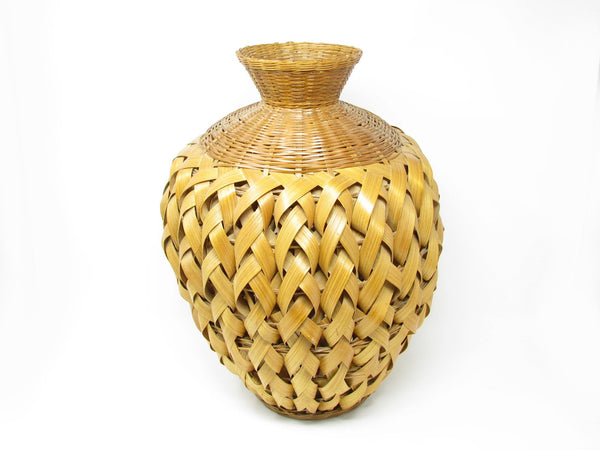 edgebrookhouse - Vintage Large Woven Bamboo & Rattan Vase