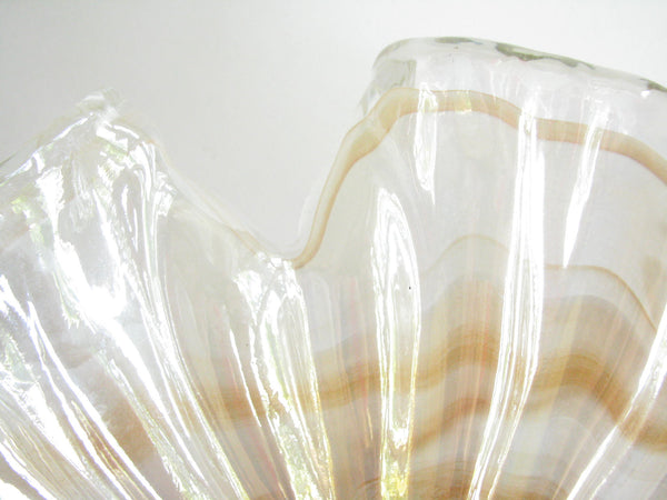 edgebrookhouse - Vintage Lavorazione Arte Murano Glass Centerpiece Bowl with White Beige Swirl