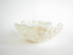 edgebrookhouse - Vintage Lavorazione Arte Murano Glass Centerpiece Bowl with White Beige Swirl