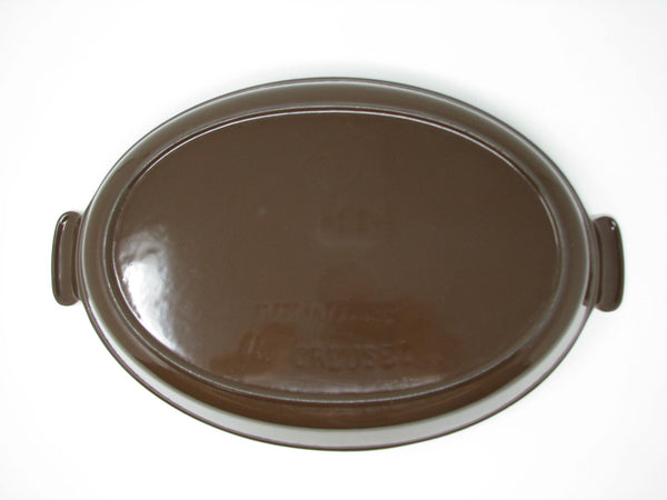 edgebrookhouse - Vintage Le Creuset France Brown Cream Enameled Cast Iron Oval Cookware
