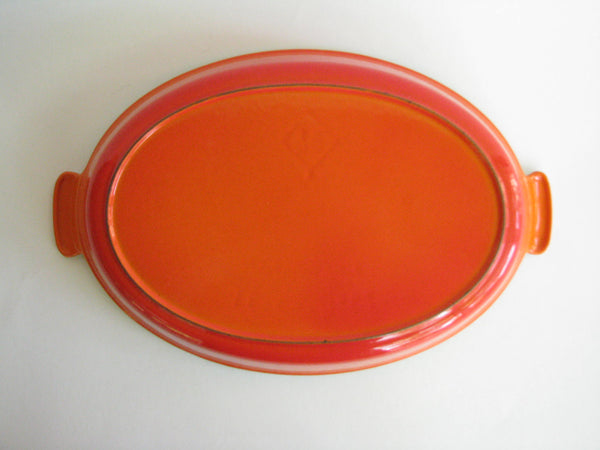 edgebrookhouse - Vintage Le Creuset France Orange White Enameled Cast Iron Oval Cookware