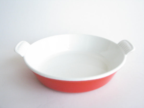 edgebrookhouse - Vintage Le Creuset France Red White Enameled Cast Iron Cookware / Round Au Gratin